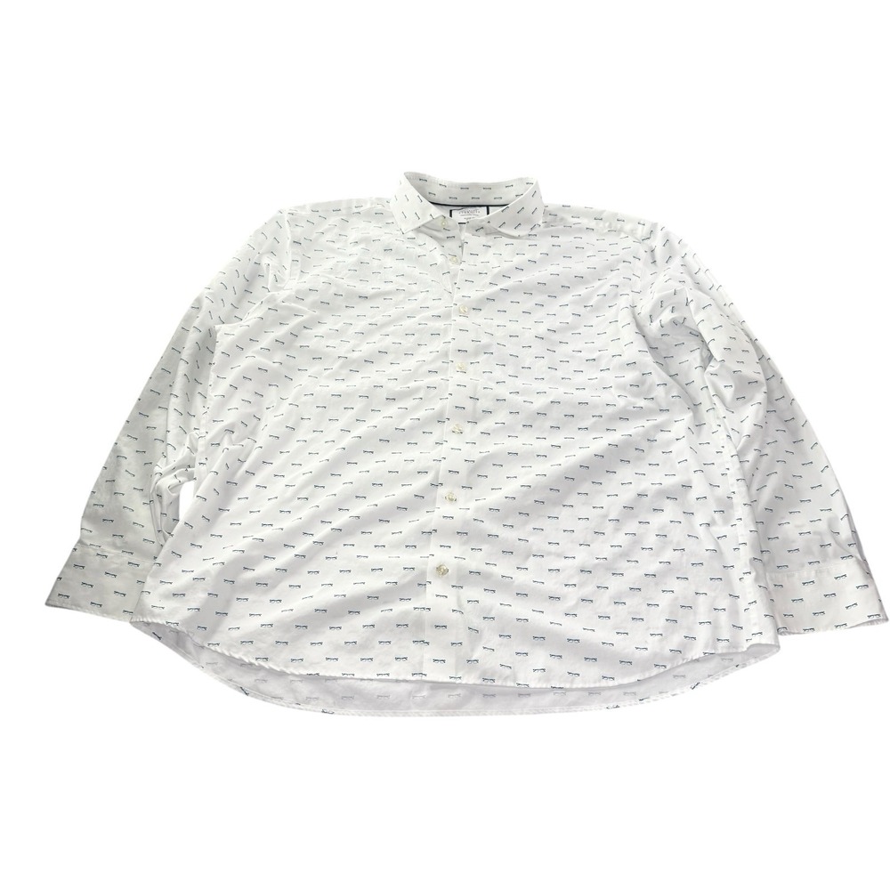 Charles Tyrwhitt White Eyeglasses Print Button Up Shirt Men's 2XL